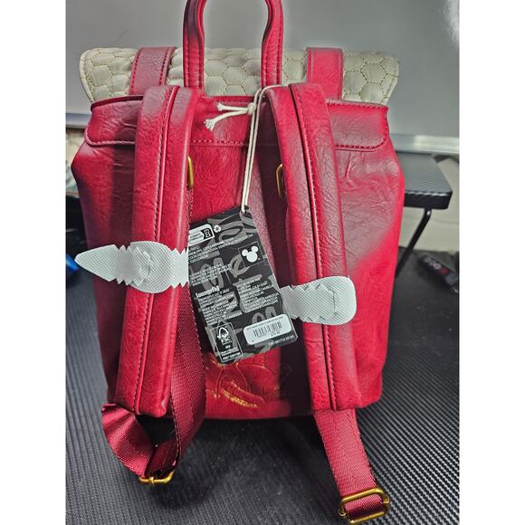 New Loungefly Disney Winnie the Pooh Honeycomb Pattern Buckle Strap Backpack - Picture 4 of 9